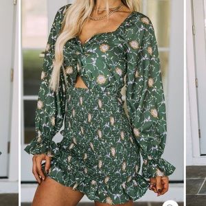 Green patterned dress